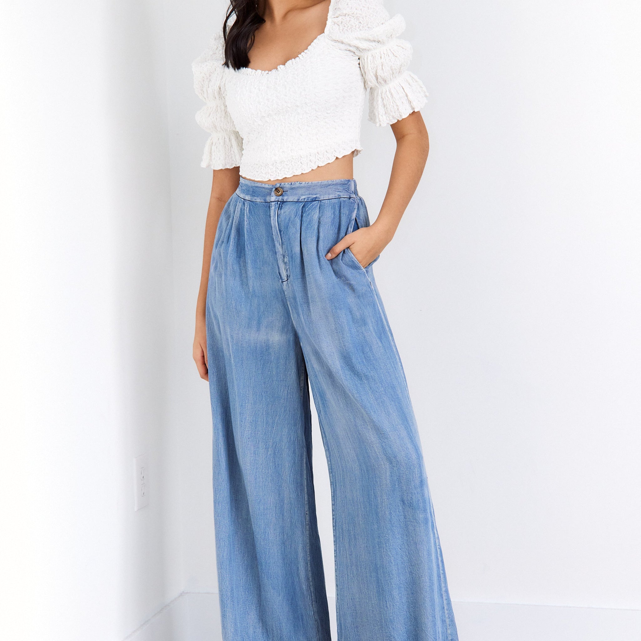 Samantha Denim Wide Leg Pants