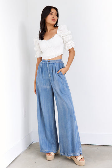 Samantha Denim Wide Leg Pants
