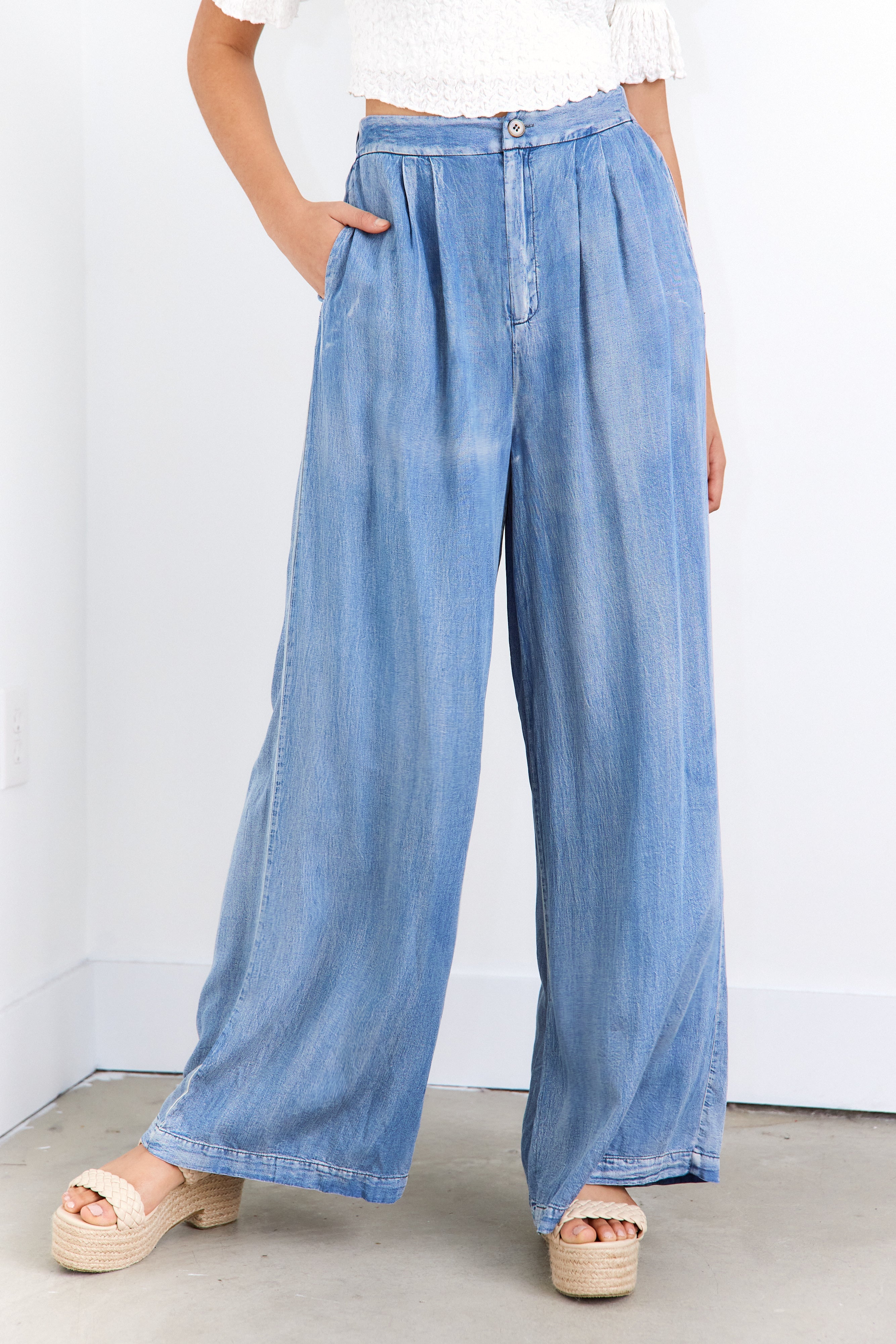 Samantha Denim Wide Leg Pants