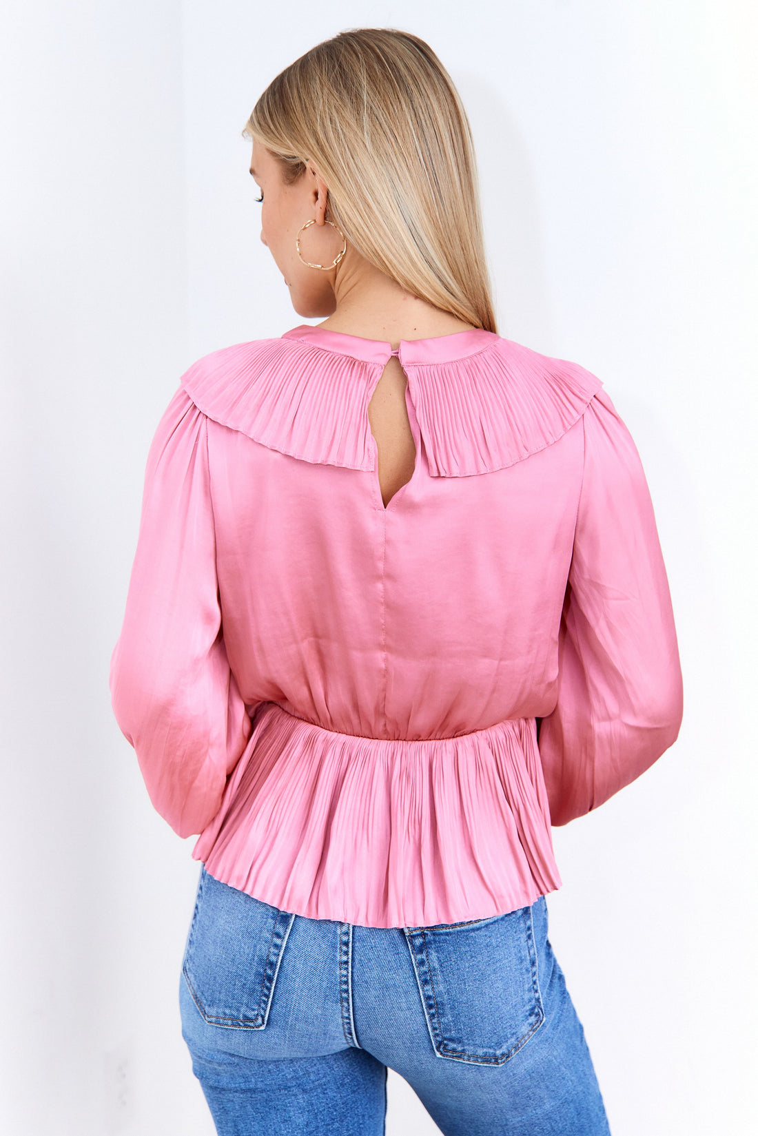 SALE - Sedona Pleated Satin Peplum Blouse