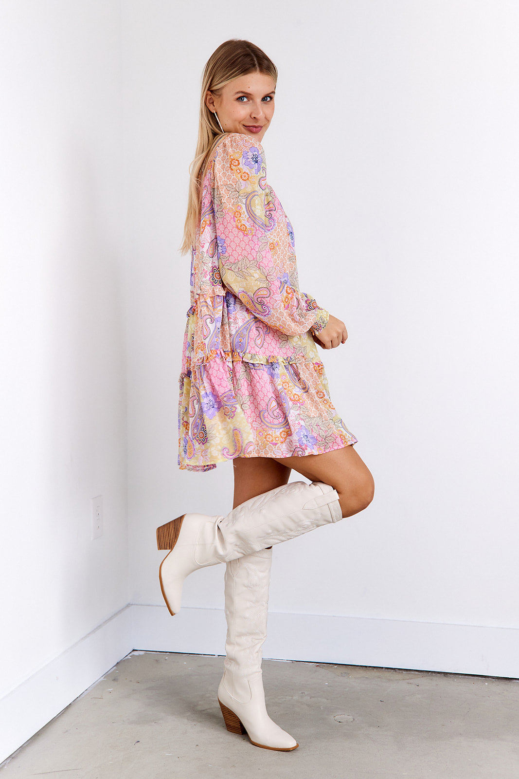 SALE - Alexandria High Neck Tiered Mini Dress