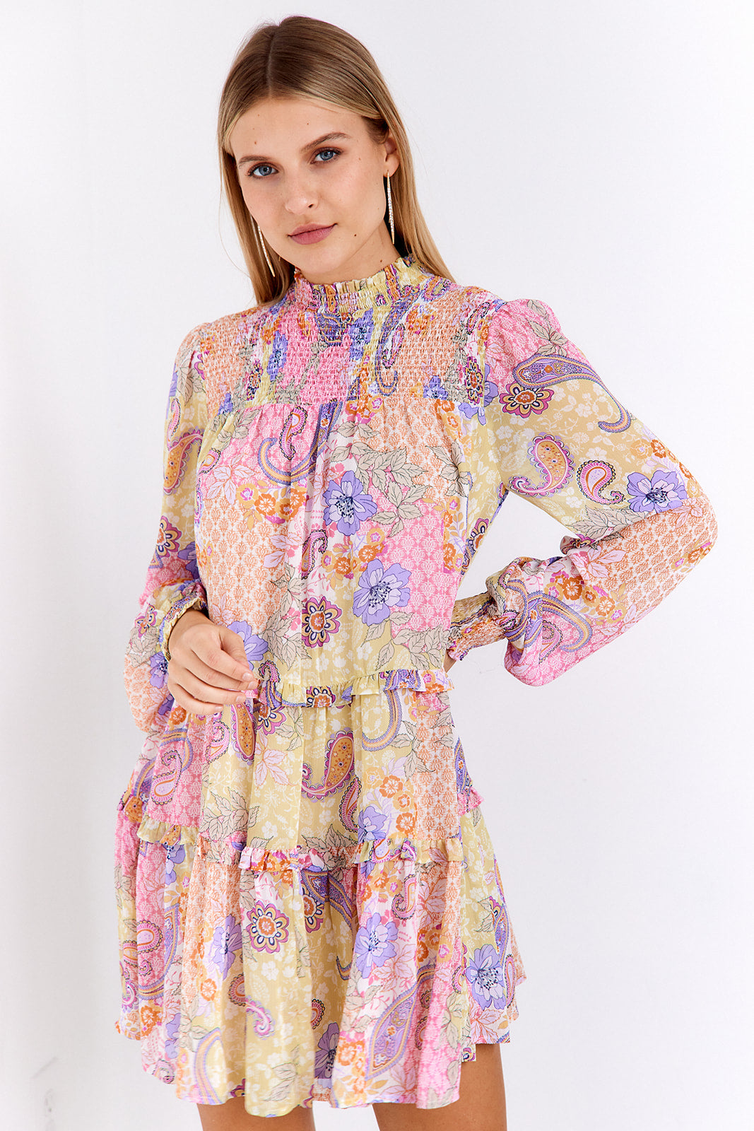 SALE - Alexandria High Neck Tiered Mini Dress
