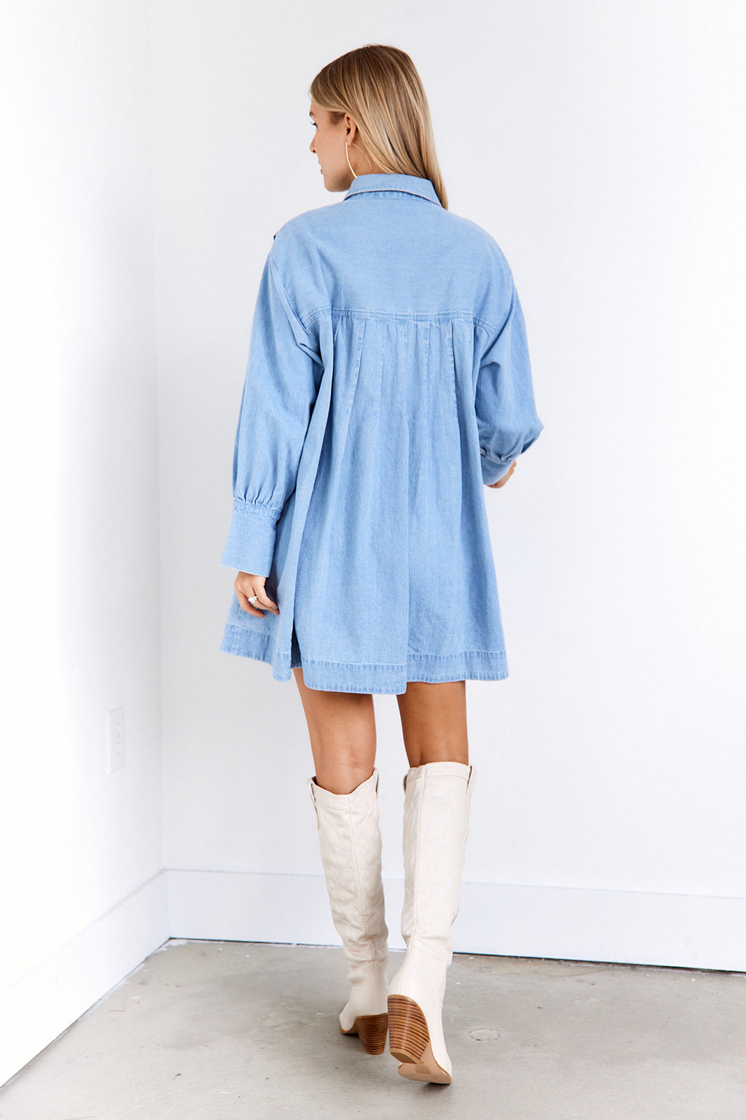 SALE - Vega Button Front Denim Shirt Mini Dress