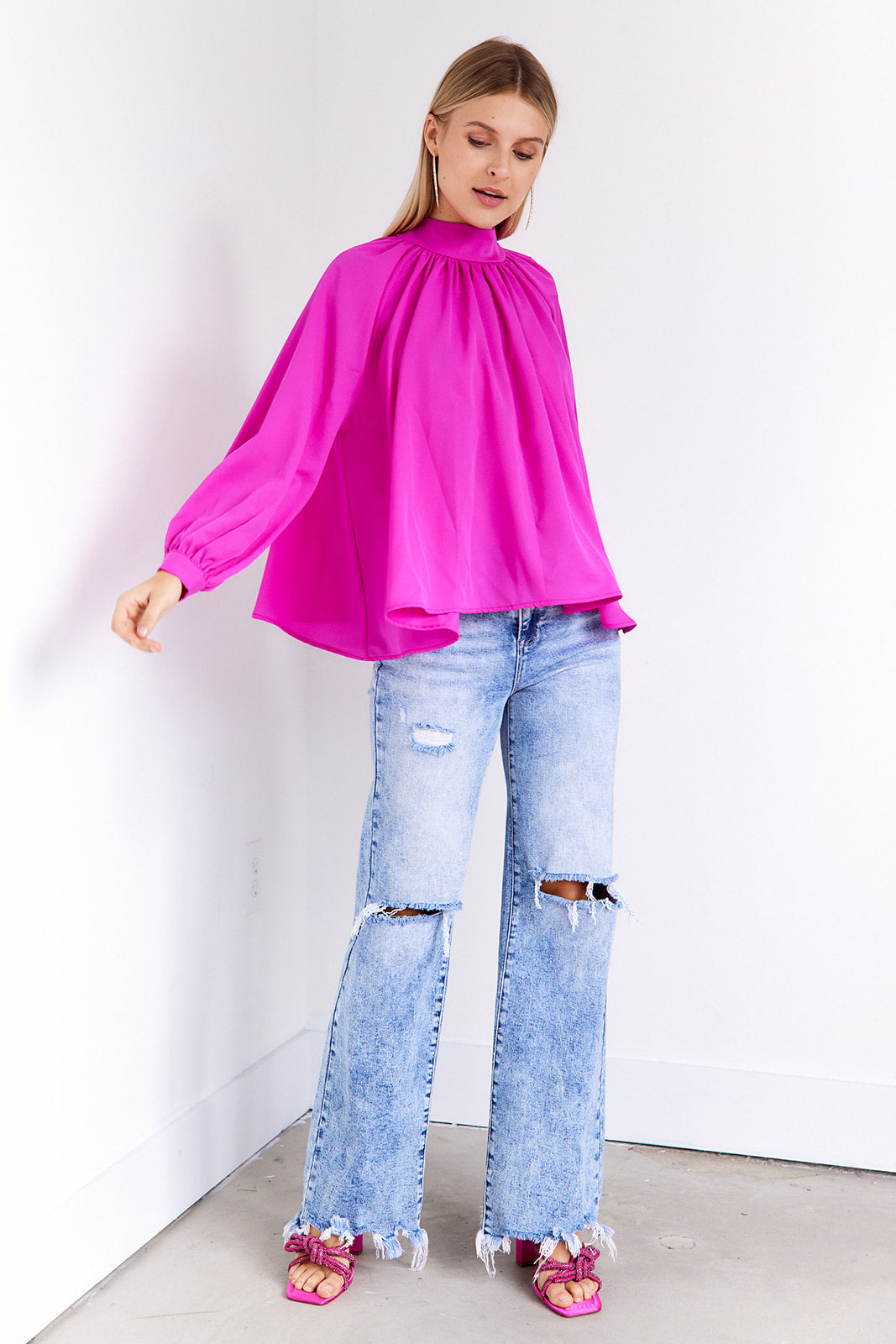 SALE - Kennedy Gathered Back Tie Blouse