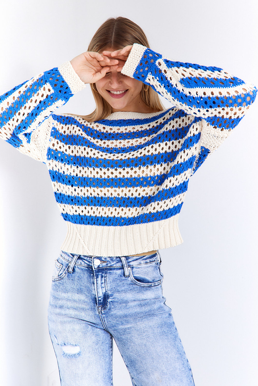 SALE - Chicago Striped Drop Sleeve Sweater