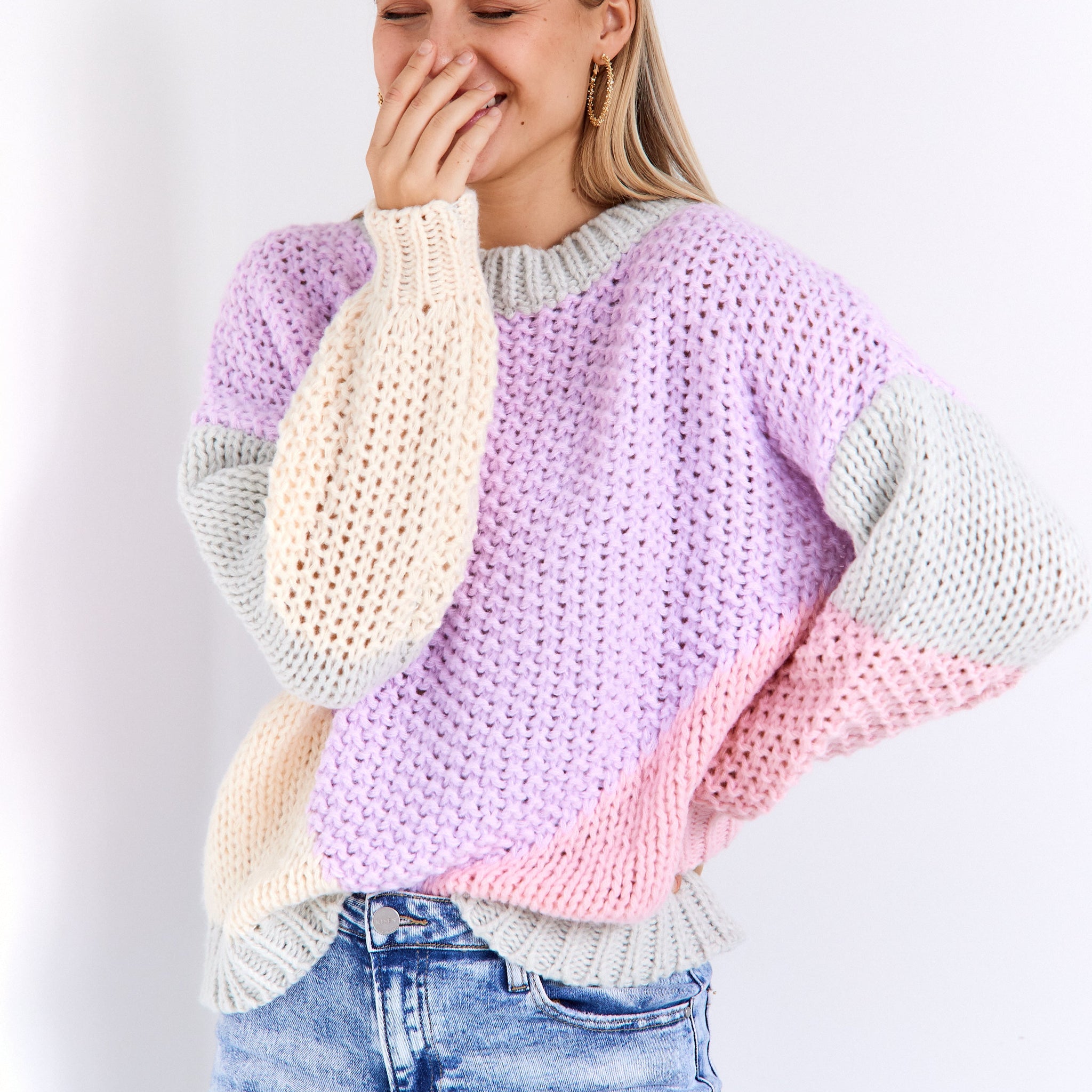 Eden Pastel Patchwork Crew Neck Sweater