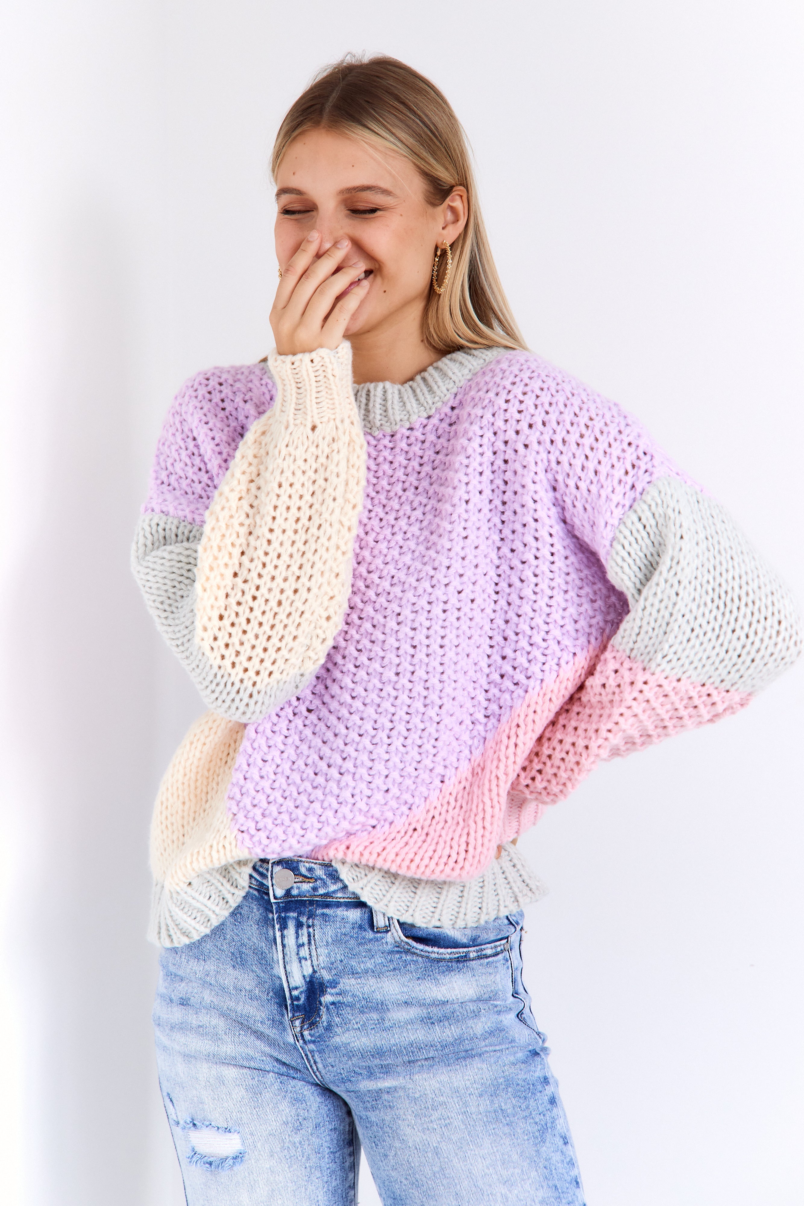 Eden Pastel Patchwork Crew Neck Sweater