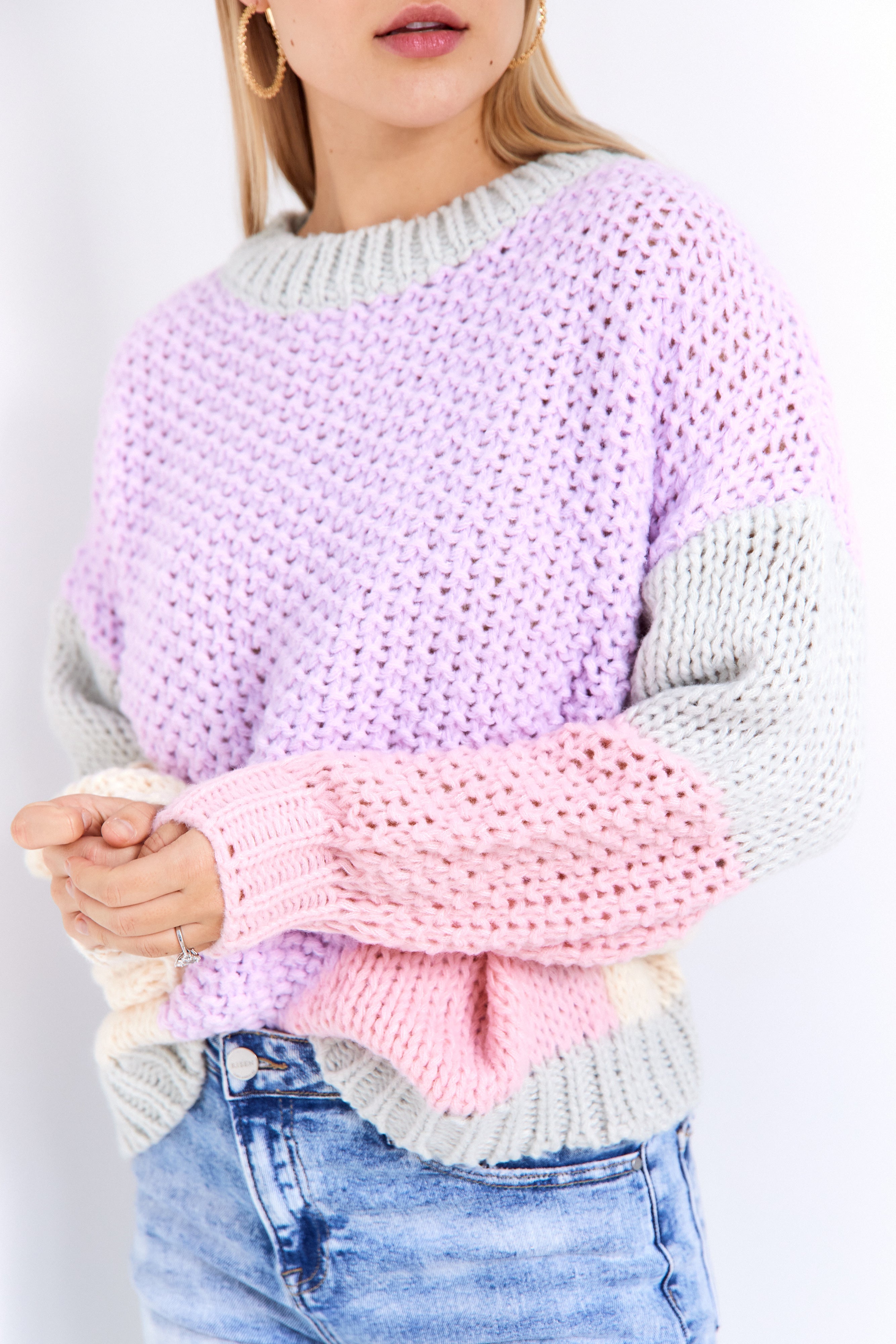 Eden Pastel Patchwork Crew Neck Sweater