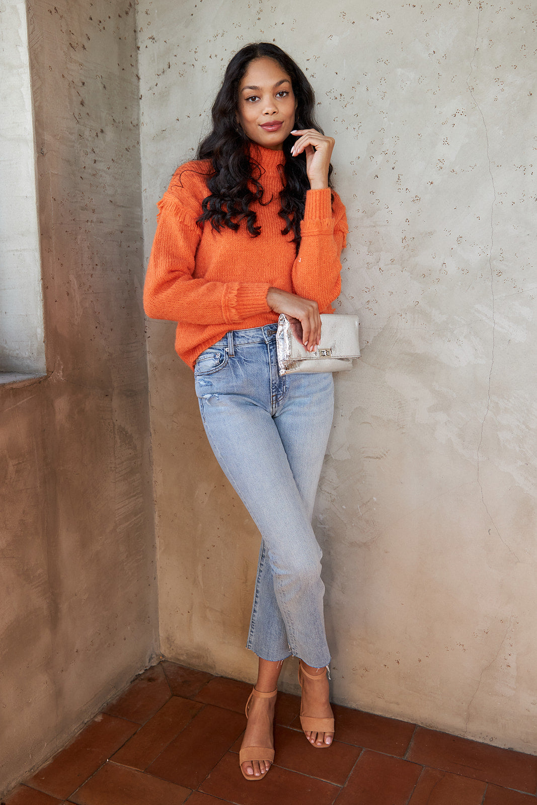 Etty Fringe Turtleneck Sweater