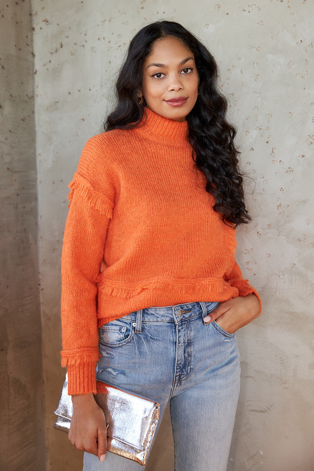 Etty Fringe Turtleneck Sweater