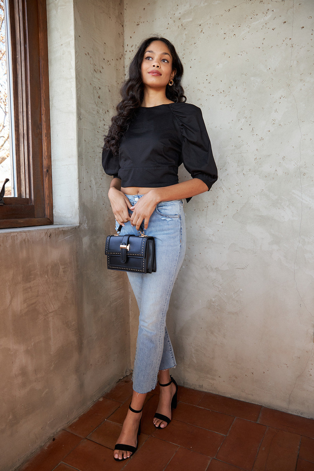 Noella Puff Sleeve Tie Back Blouse