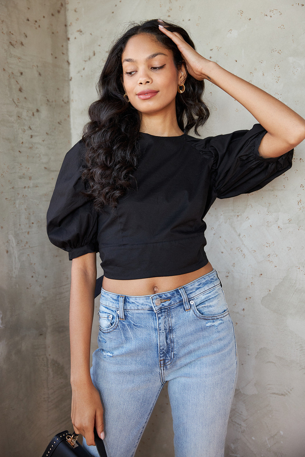 Noella Puff Sleeve Tie Back Blouse
