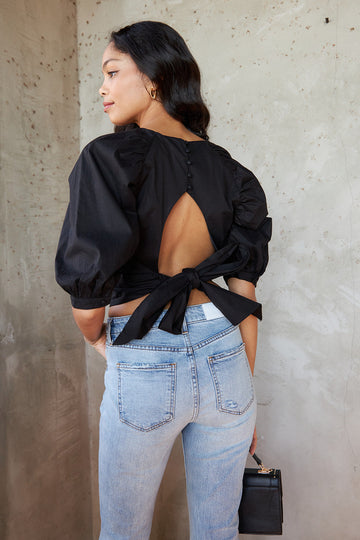 Noella Puff Sleeve Tie Back Blouse