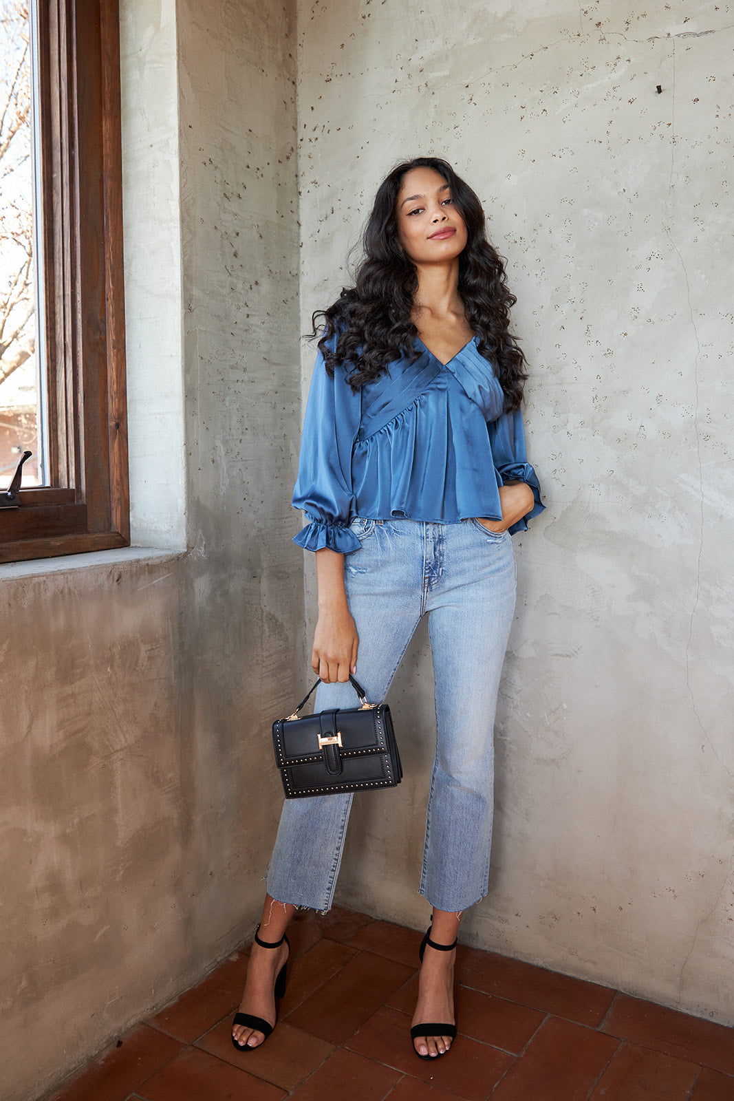 Geanie Pleated Satin Top