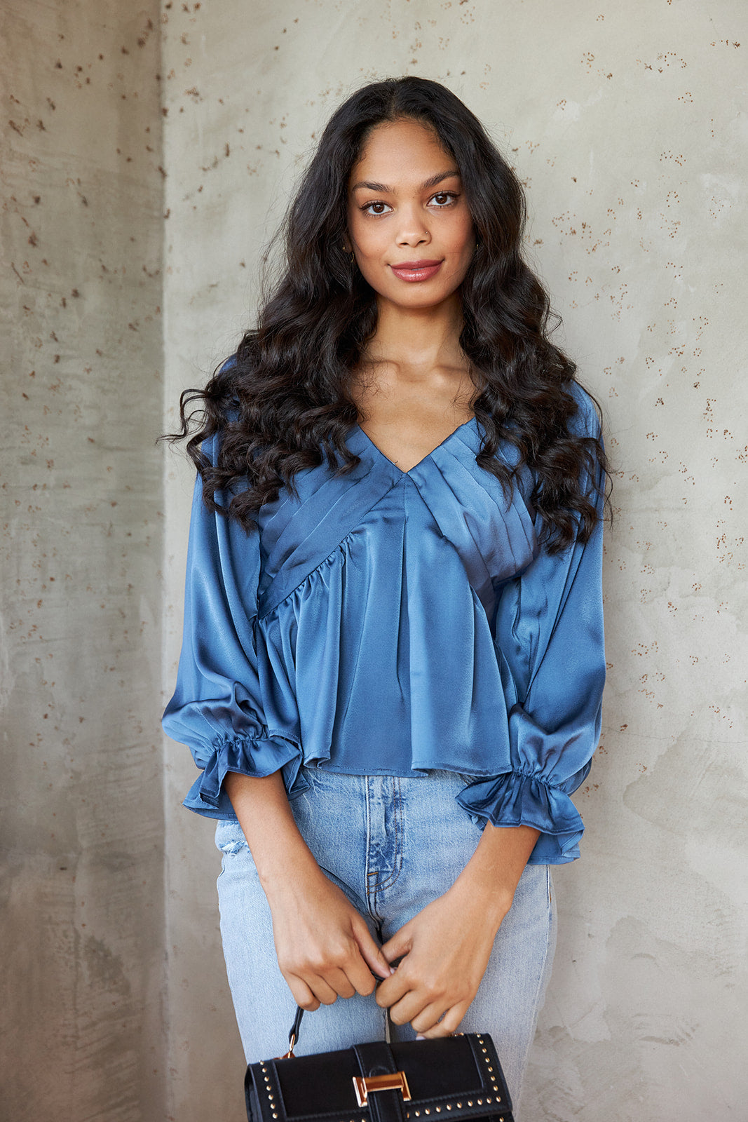 Geanie Pleated Satin Top