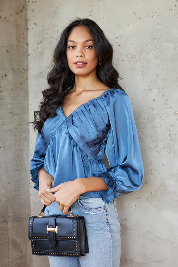 Geanie Pleated Satin Top