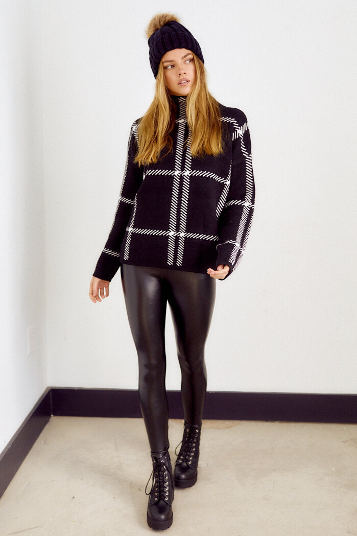 Genna Plaid Mock Neck Sweater