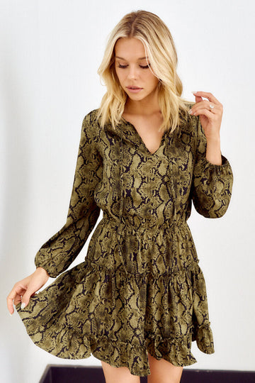 Rochelle Snake Printed Dress