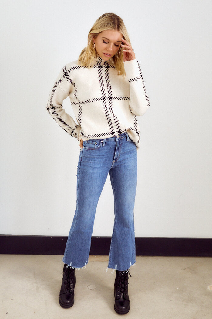 Genna Plaid Mock Neck Sweater