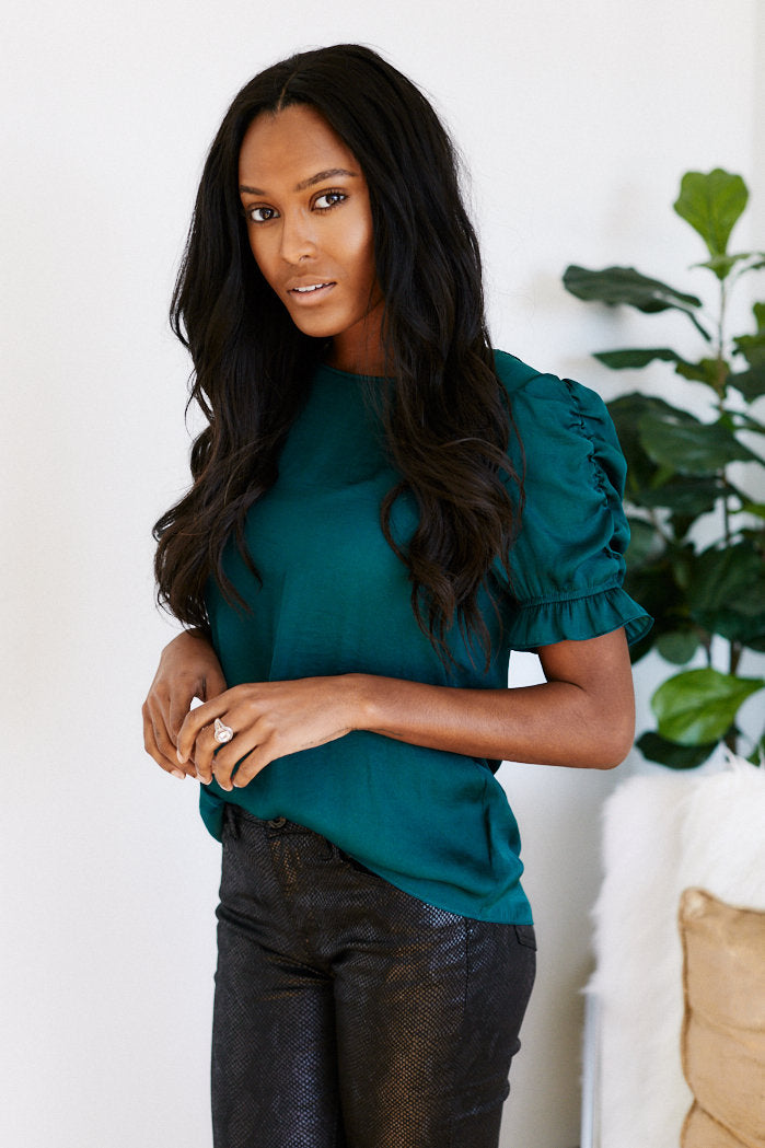 Callen Short Sleeve Ruffle Sleeve Blouse