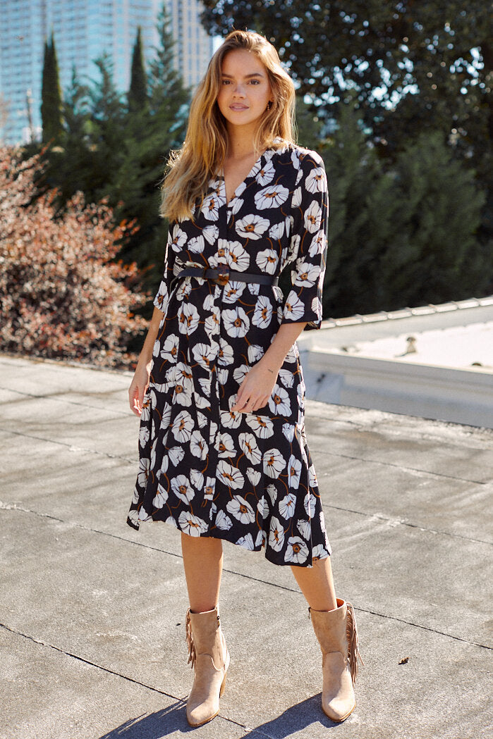 Aurora Floral Tiered Midi Dress