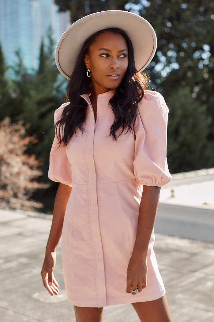 Sadler Puff Sleeve Button Front Dress