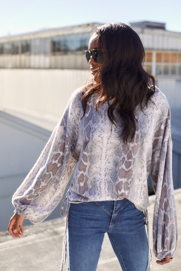 Libby Side Tie Snakeskin Top