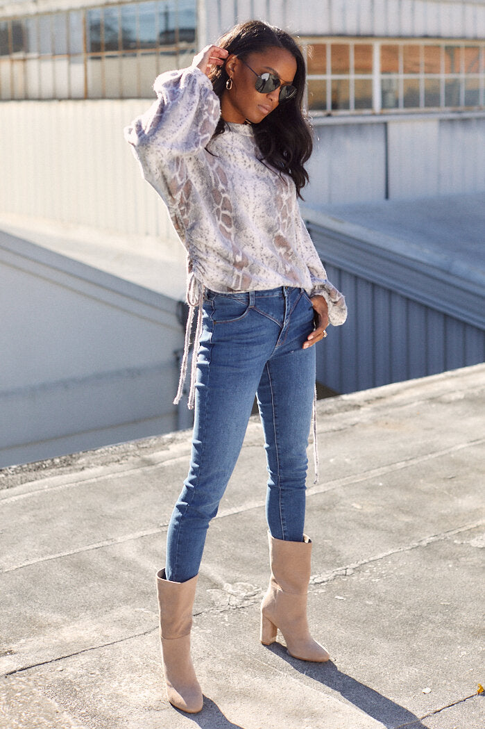 Libby Side Tie Snakeskin Top