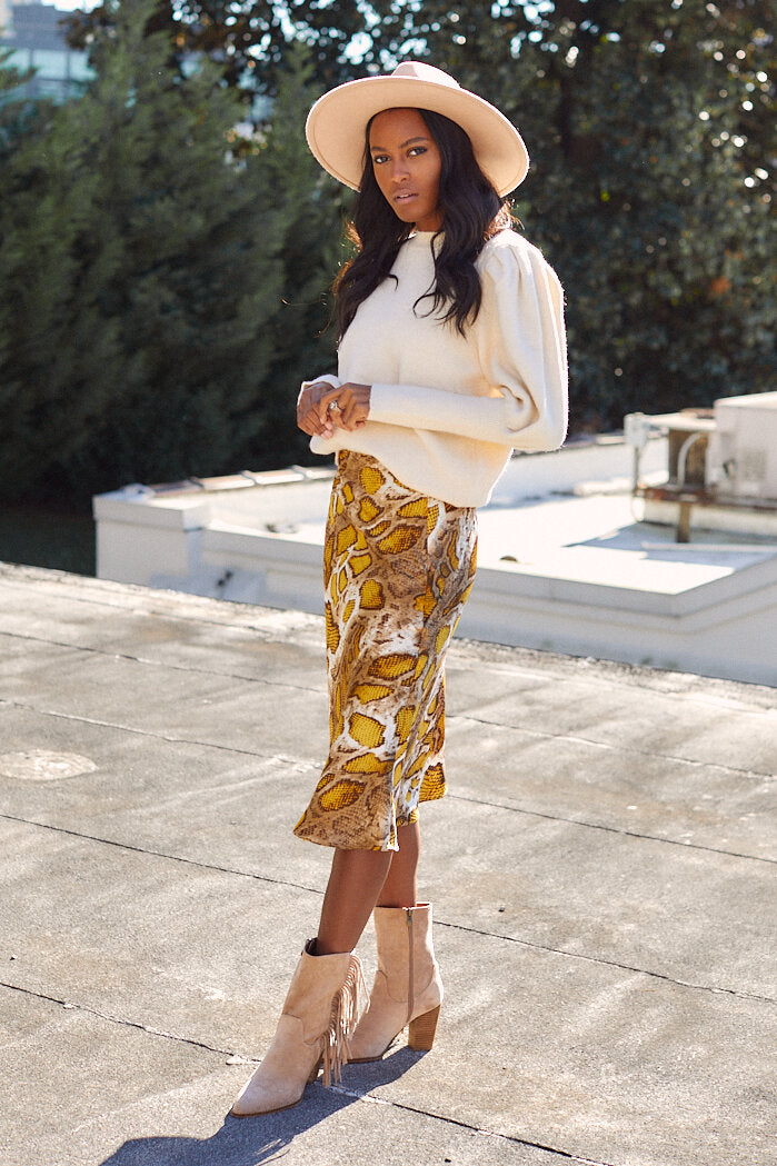 Vani Snake Print Midi Skirt
