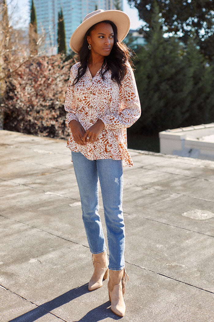 Peony Leopard Printed Blouse