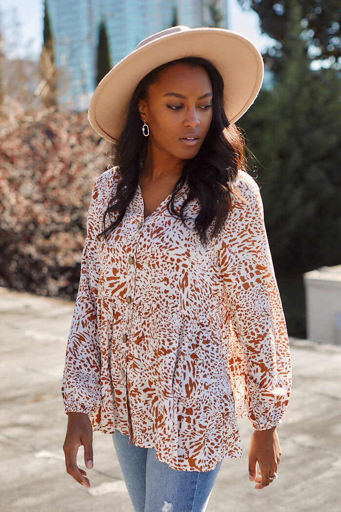 Peony Leopard Printed Blouse