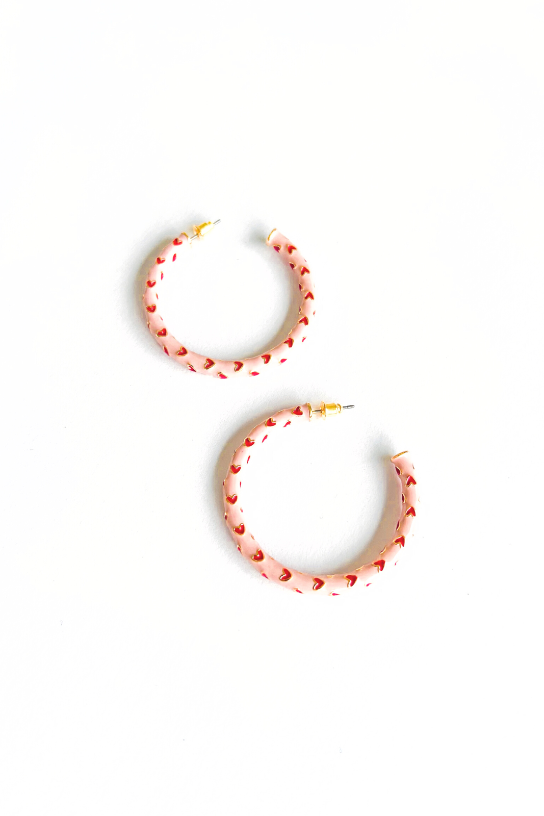 Livvie Patterned Heart Enamel Hoops