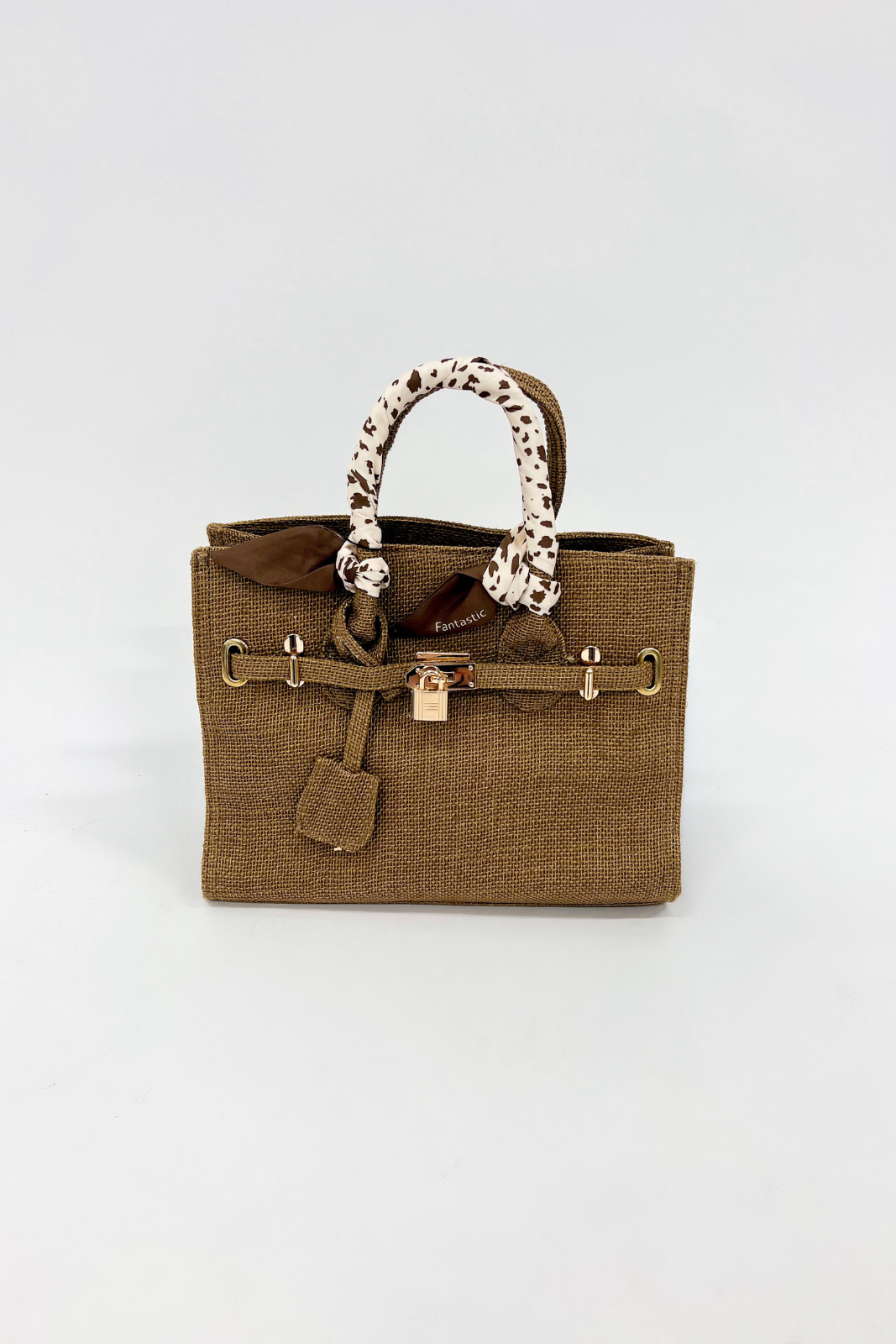 SALE - Kat Scarf Handle Burlap Handbag