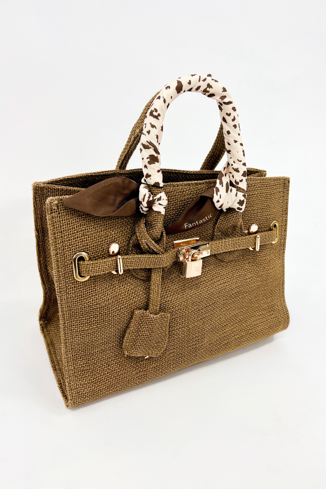 SALE - Kat Scarf Handle Burlap Handbag