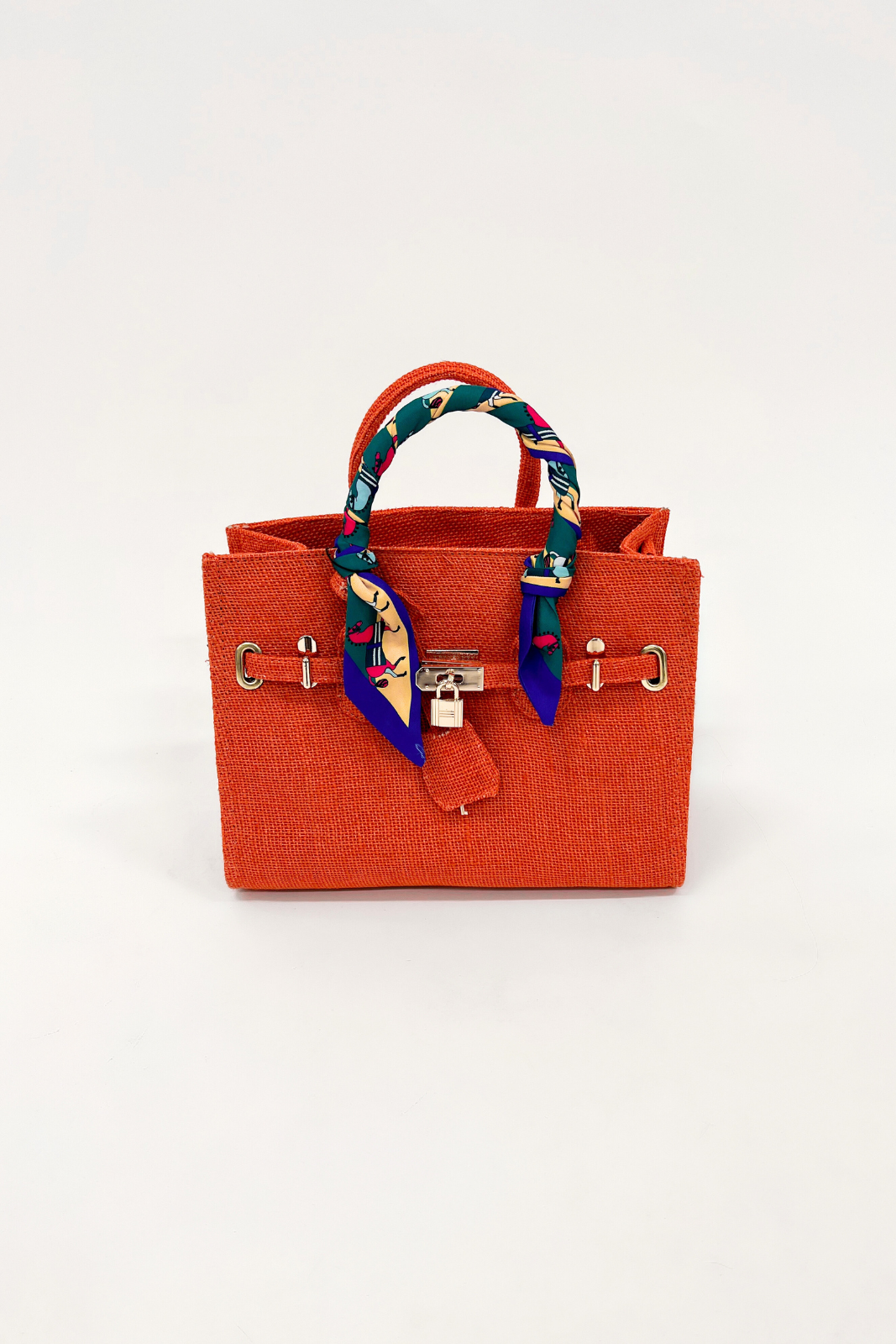 SALE - Kat Scarf Handle Burlap Handbag