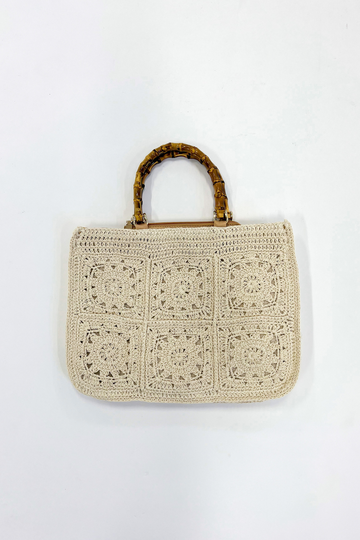 Gina Crochet Bamboo Handle Bag
