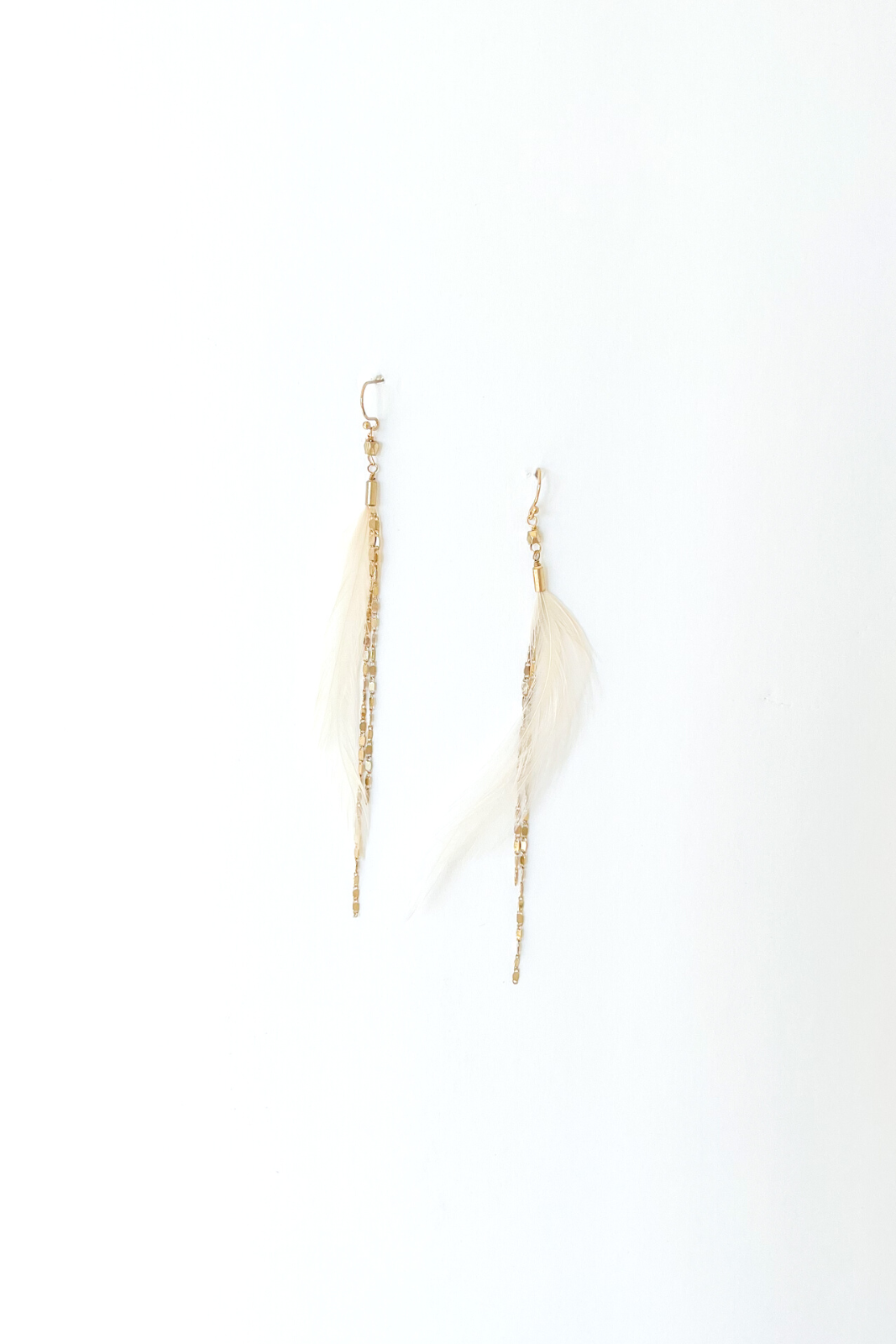 Athena Feather Chain Drop Earrings