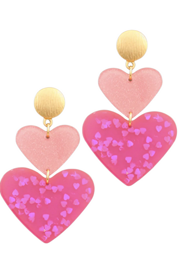 Taylor Tiered Heart Earrings