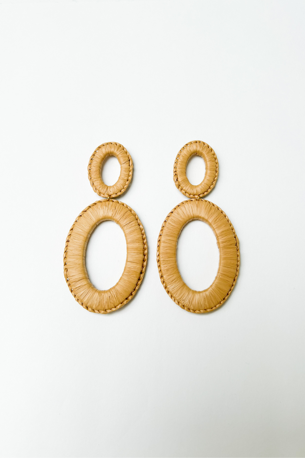 SALE - Luna Raffia Wrapped Oval Earrings