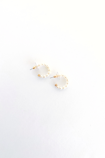 SALE - Sylvie Pearl Beaded Hoop Earrings