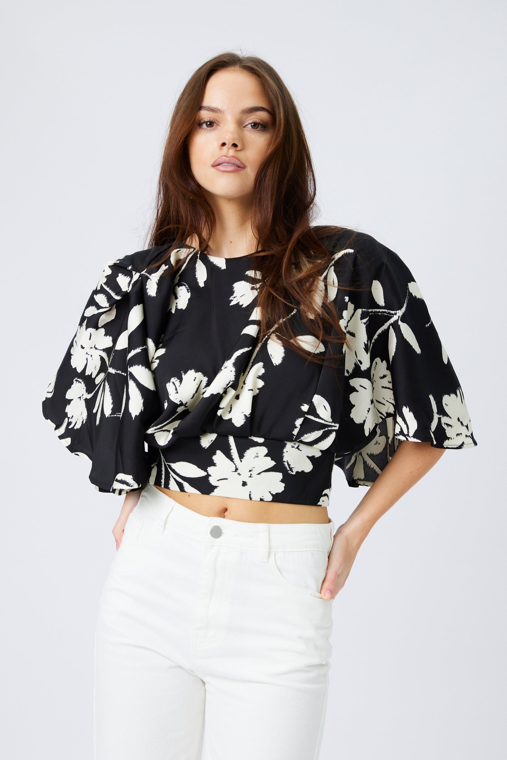 SALE - May Floral Flutter Sleeve Blouse