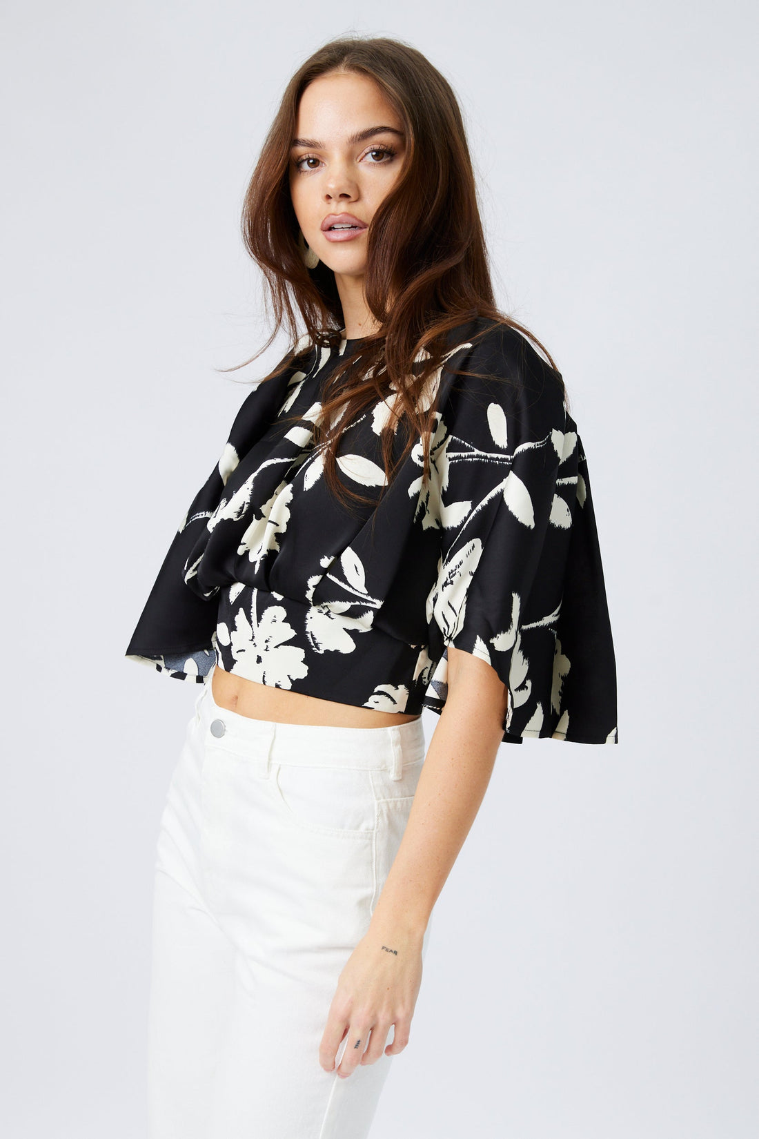 SALE - May Floral Flutter Sleeve Blouse