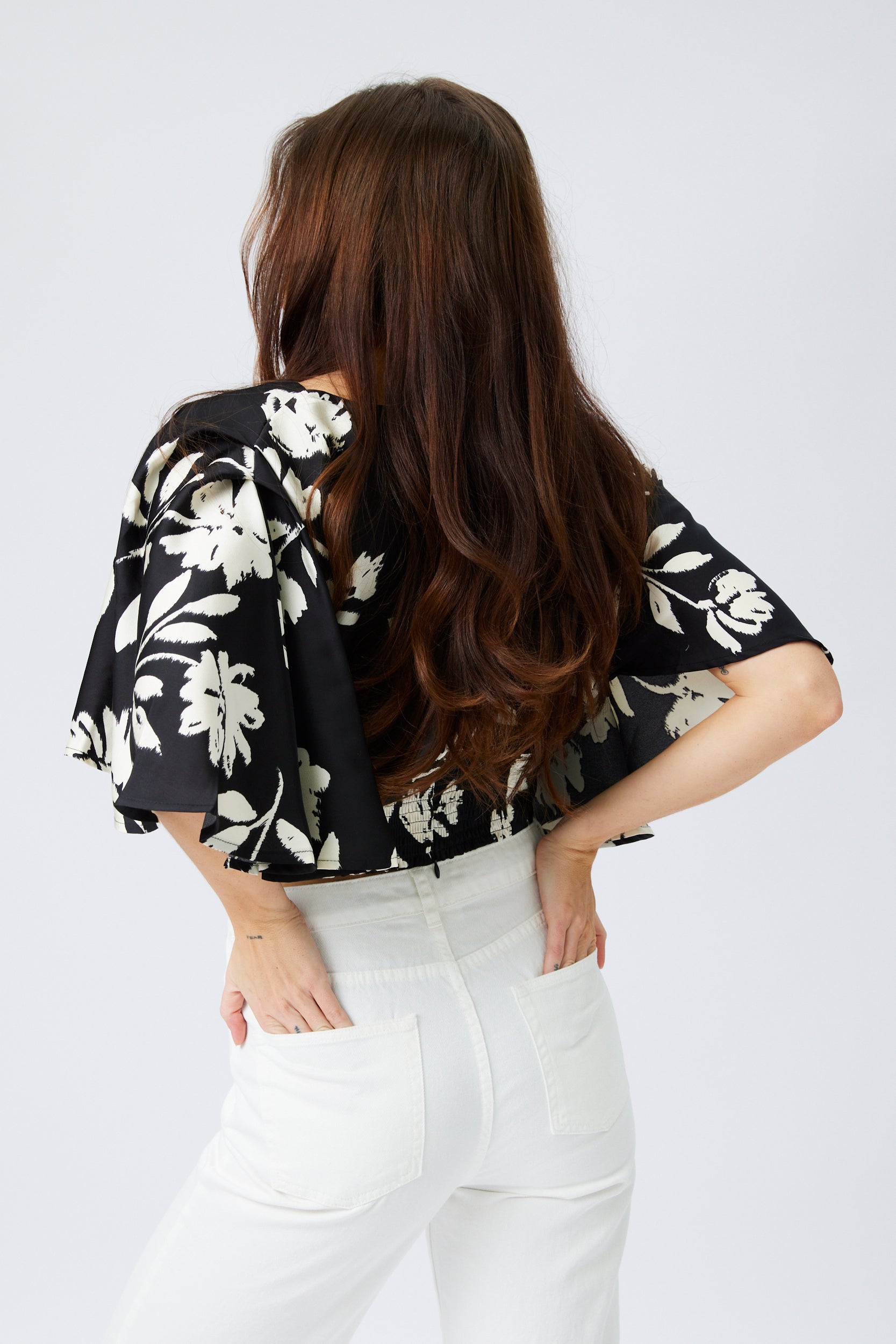 SALE - May Floral Flutter Sleeve Blouse