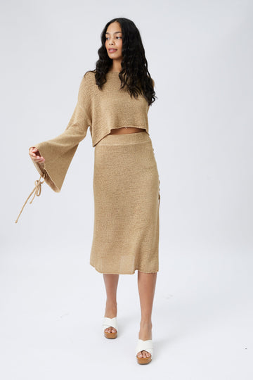 SALE - Adrian Braided Detail Knit Crop Top and Midi Slit Skirt Set