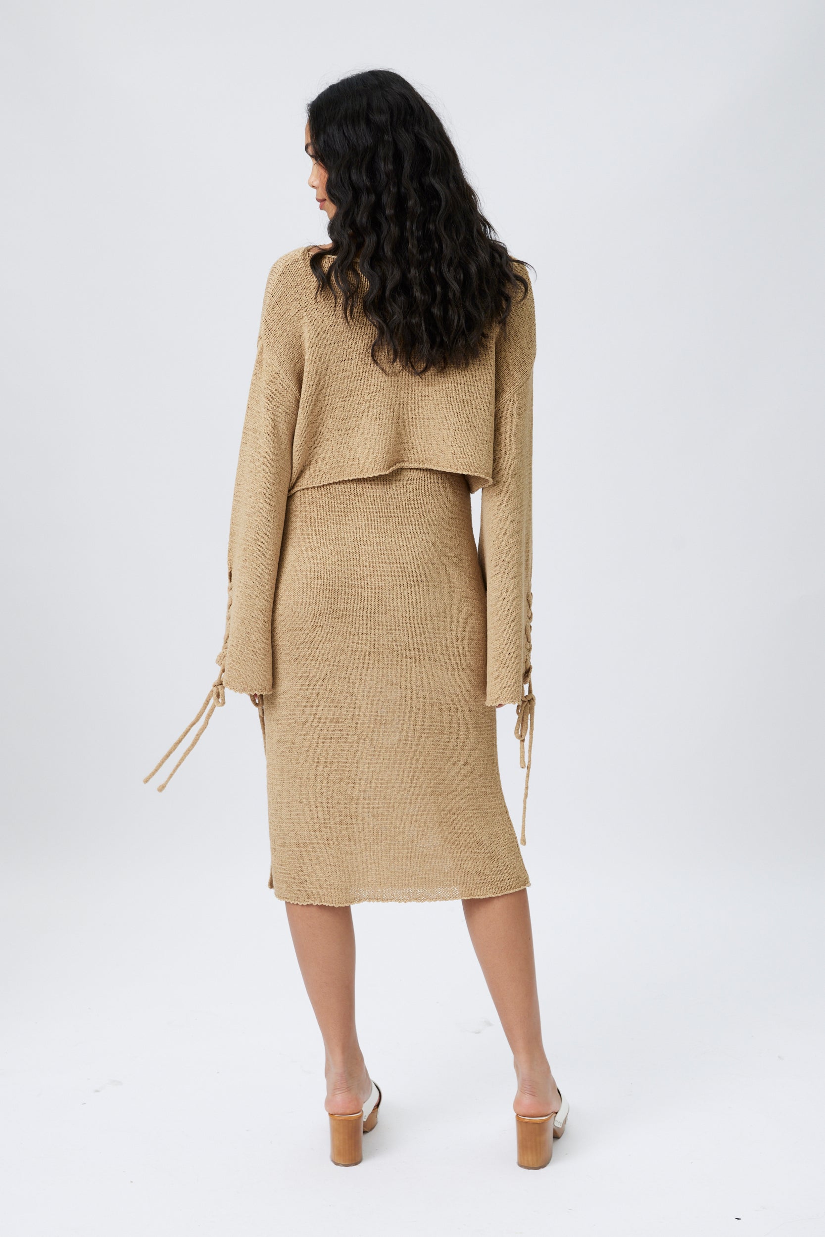 SALE - Adrian Braided Detail Knit Crop Top and Midi Slit Skirt Set
