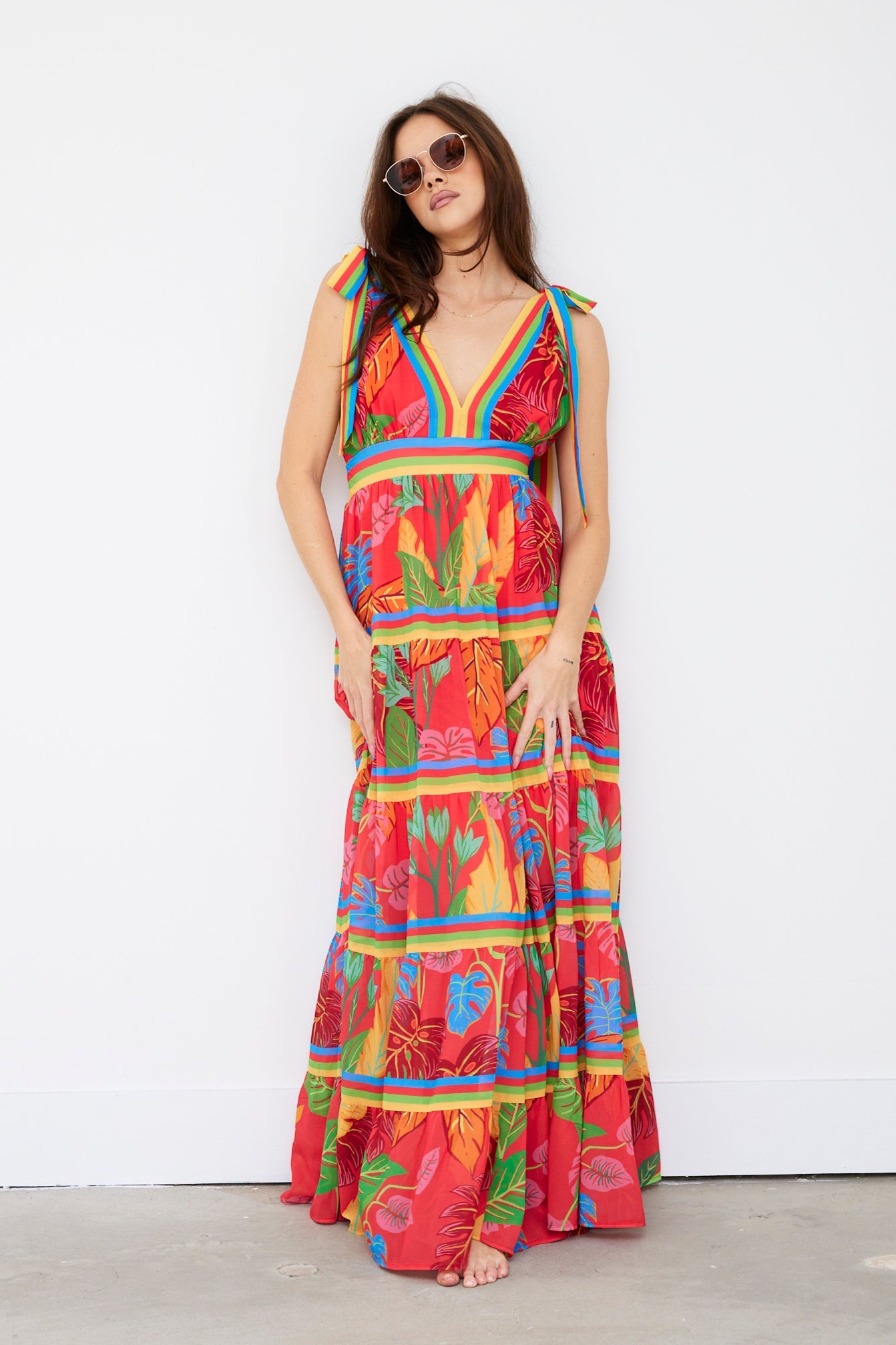 SALE - Arron Printed V-neck Maxi Dress
