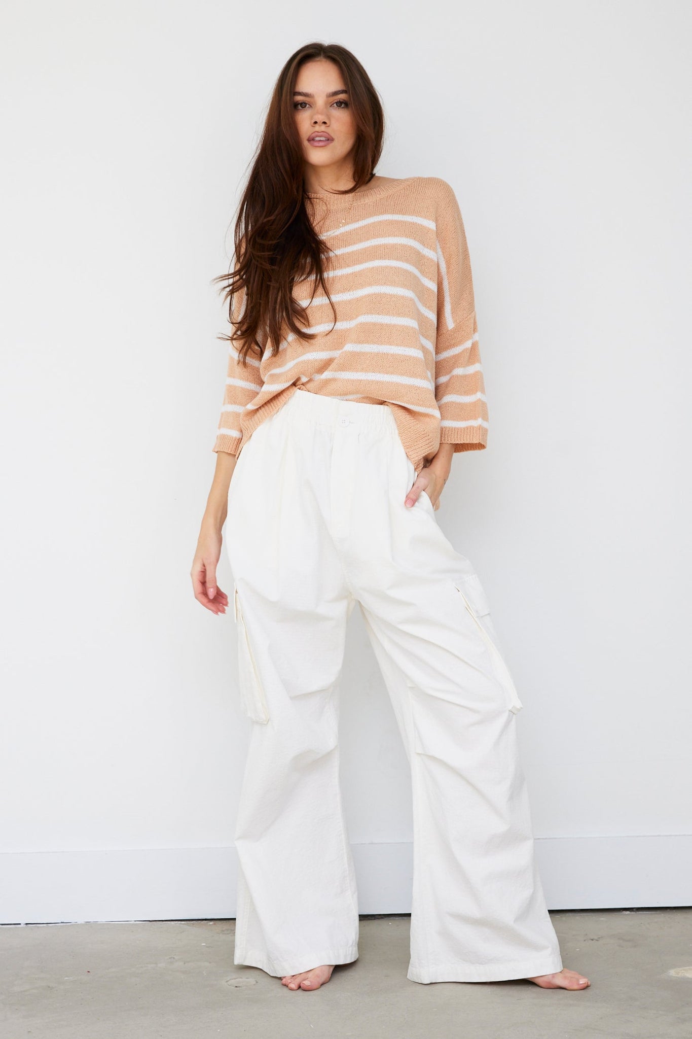 SALE - Kay Striped Short Sleeve Sweater