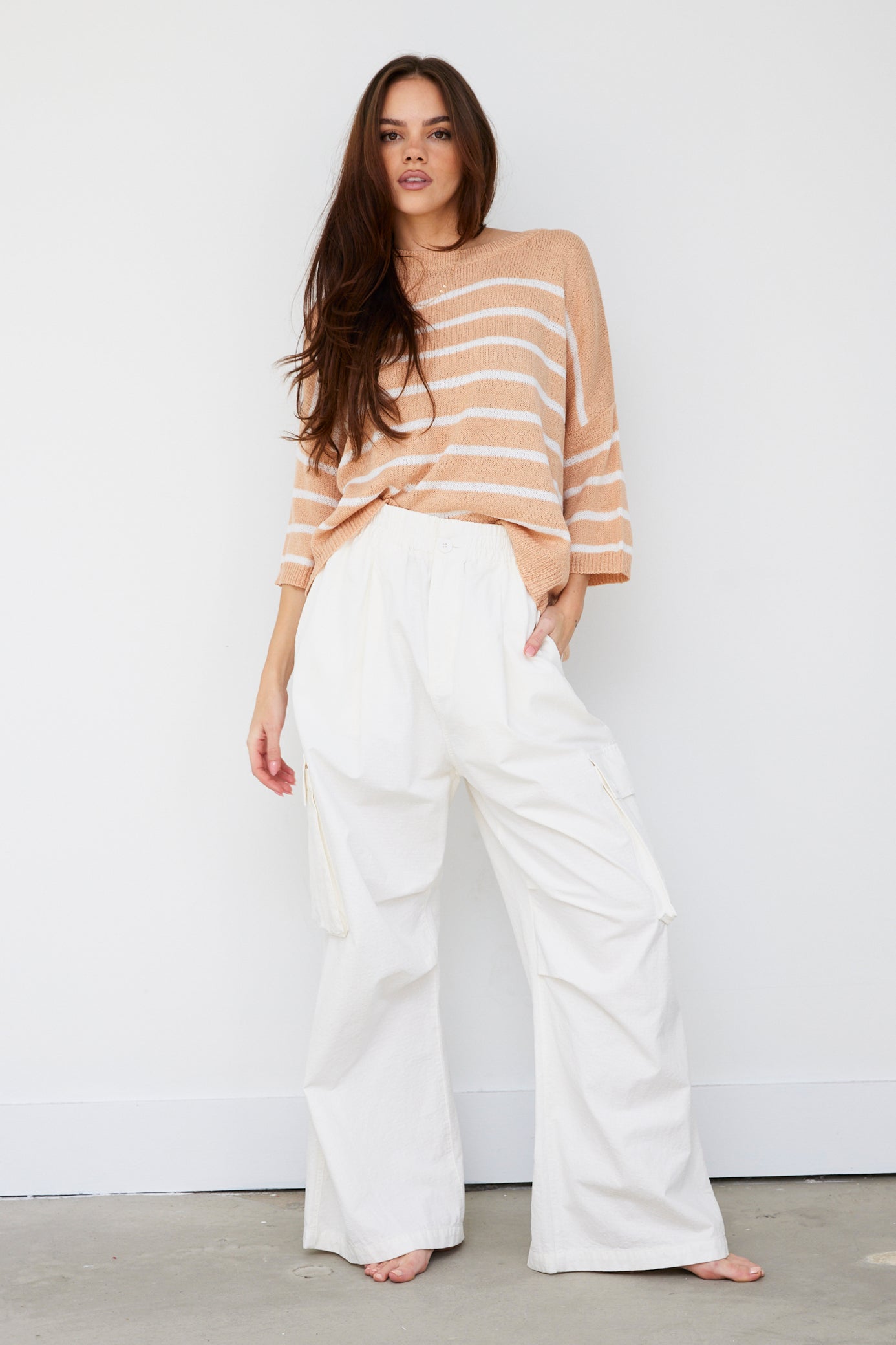 SALE - Kay Striped Short Sleeve Sweater