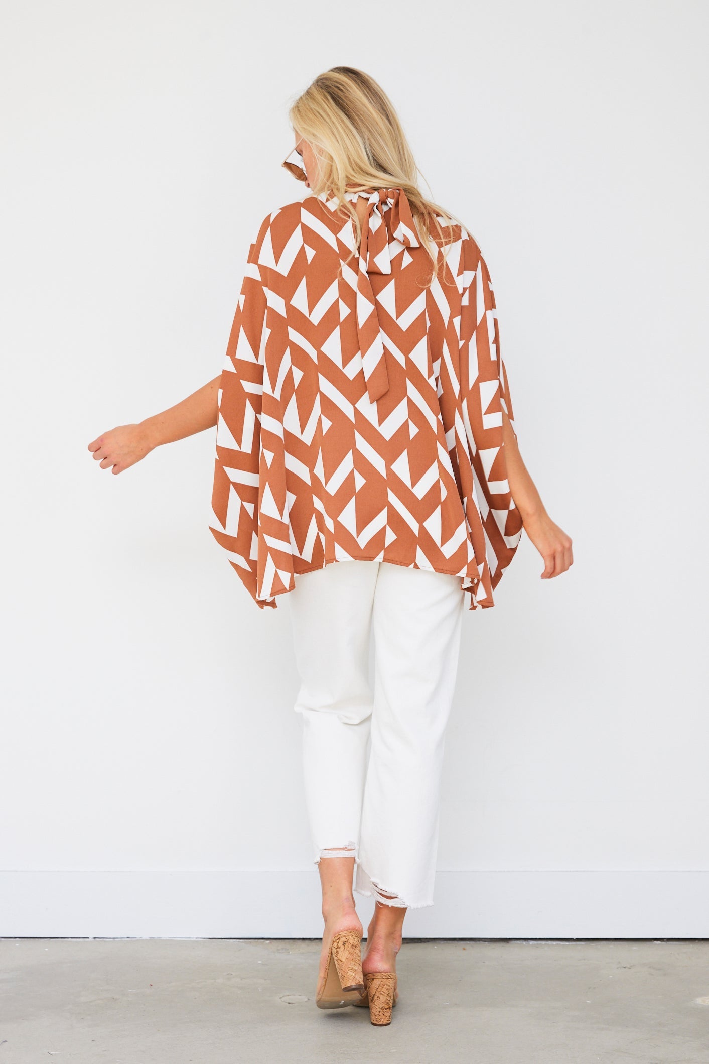 Demi Printed Mock Neck Caftan Top