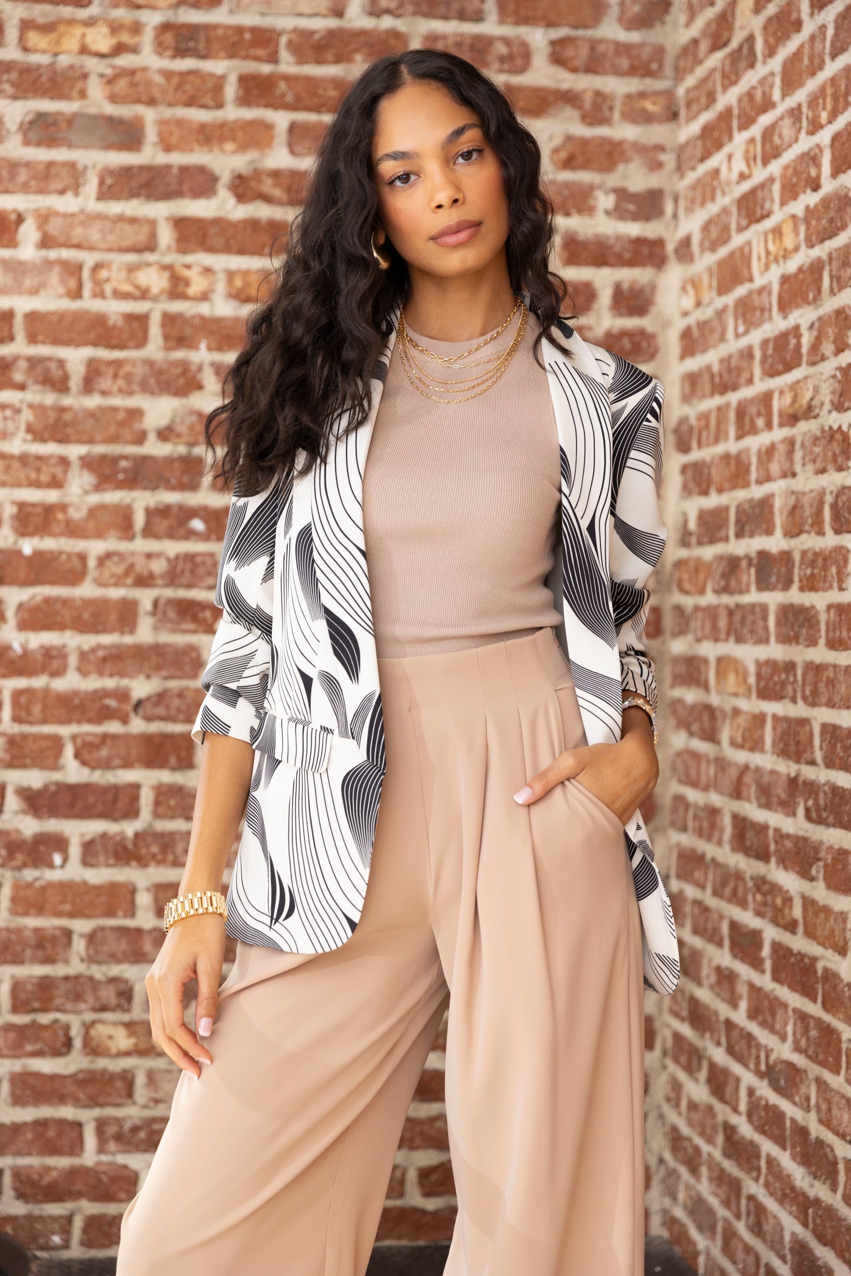 SALE - Charis White Printed Blazer